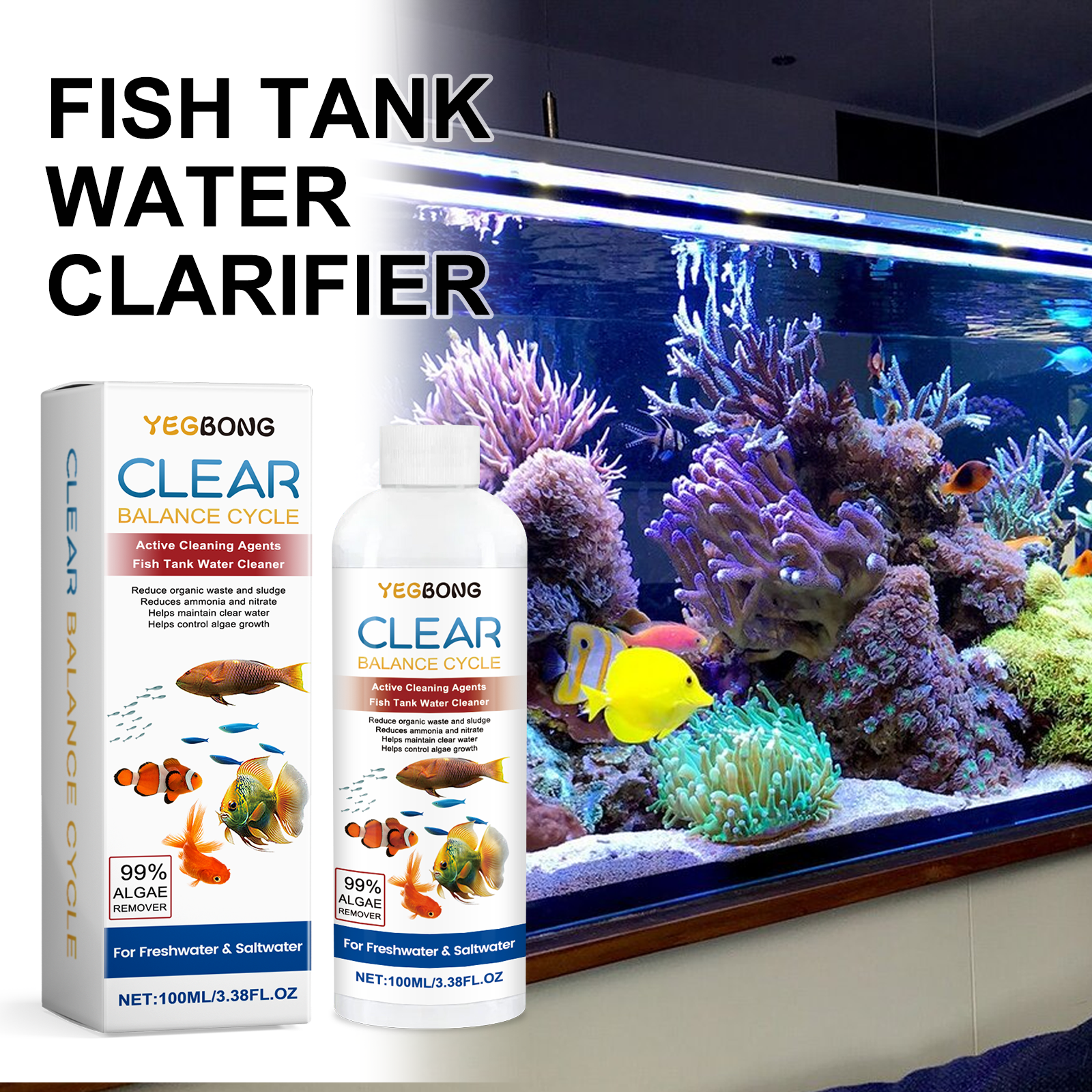 Aquarium Fish Saltwater - Aquarium Water Clarifier 100ml Freshwater Saltwater
