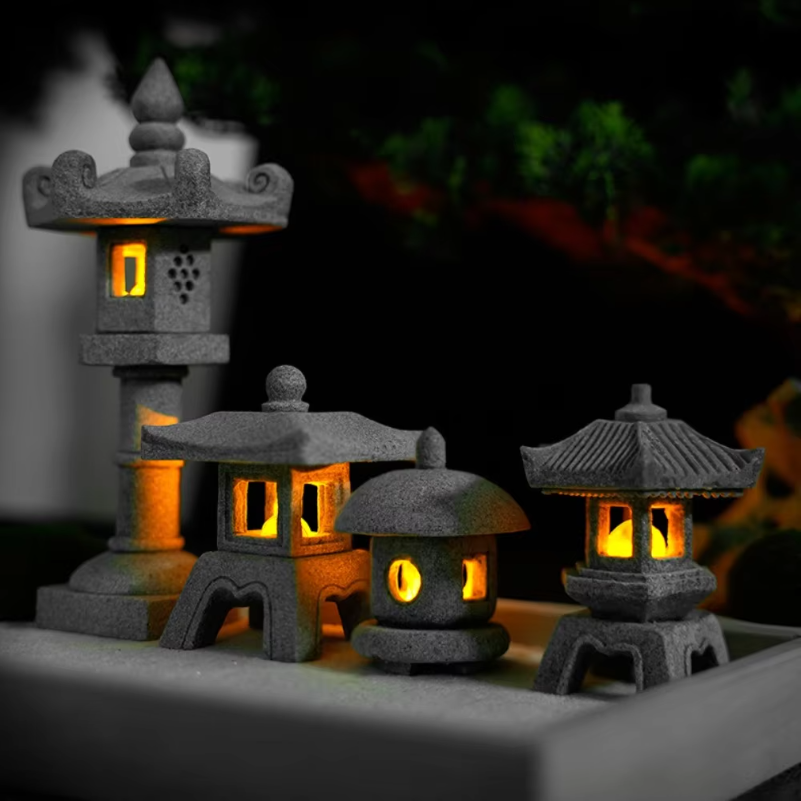 Mini Pagoda Lantern Light Gard - Aquarium Fish Home ulasan dan harga