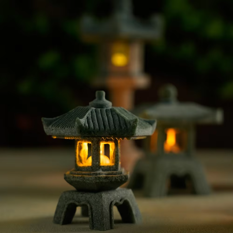 Mini Pagoda Lantern Light Gard - Aquarium Fish Home ulasan dan harga