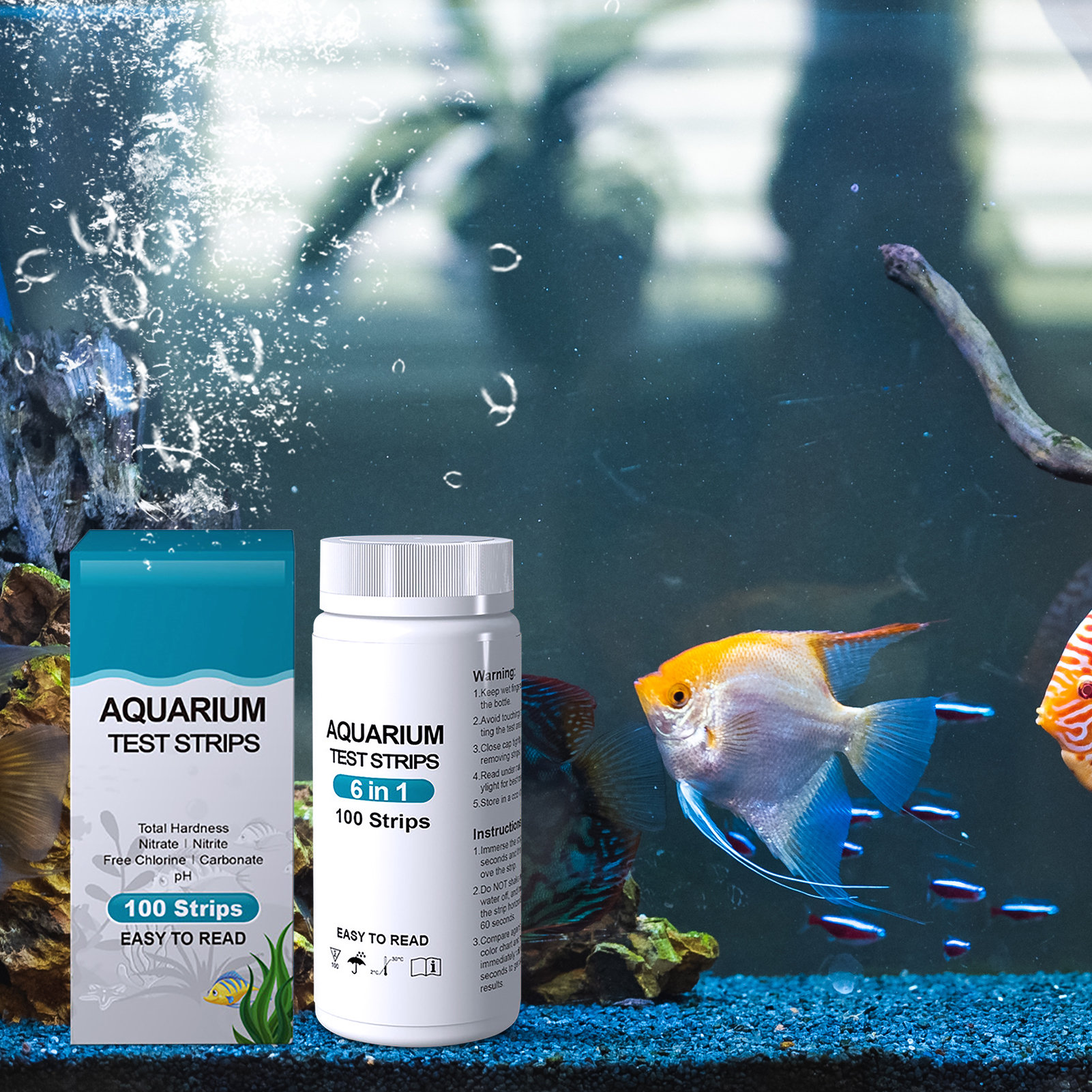 100pcs 6-in-1 Water Quality Te - Aquarium Fish Quality ulasan dan harga